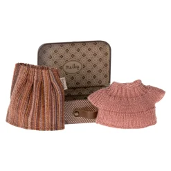 Maileg Mouse Knitted Blouse & Skirt in Suitcase Grandma Mouse