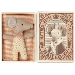Maileg Sleepy-Wakey Baby Mouse In Box Rose
