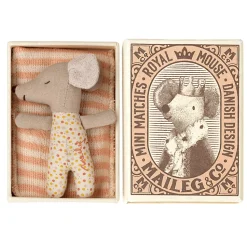 Maileg Sleepy-Wakey Baby Mouse In Box Rose