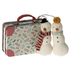 Maileg Snowman Ornaments in Suitcase New
