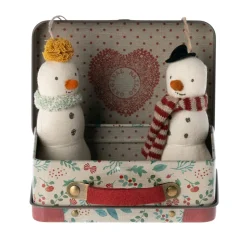 Maileg Snowman Ornaments in Suitcase New