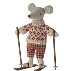 Maileg Winter Mouse with Skis Mum