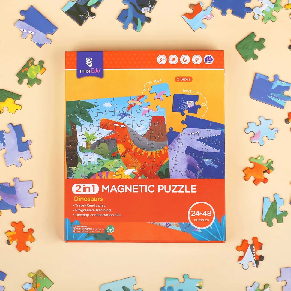 mierEdu 2 in 1 Magnetic Puzzle - Dinosaur