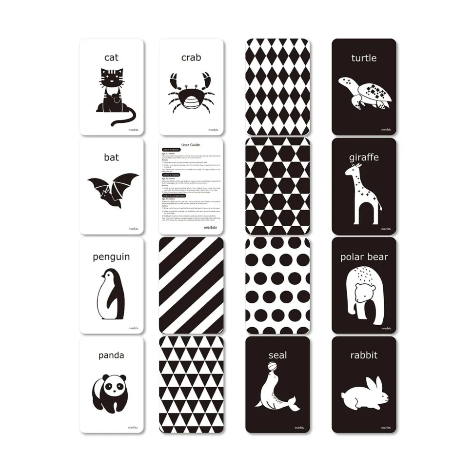 mierEdu Cognitive Flash Cards - Black & White
