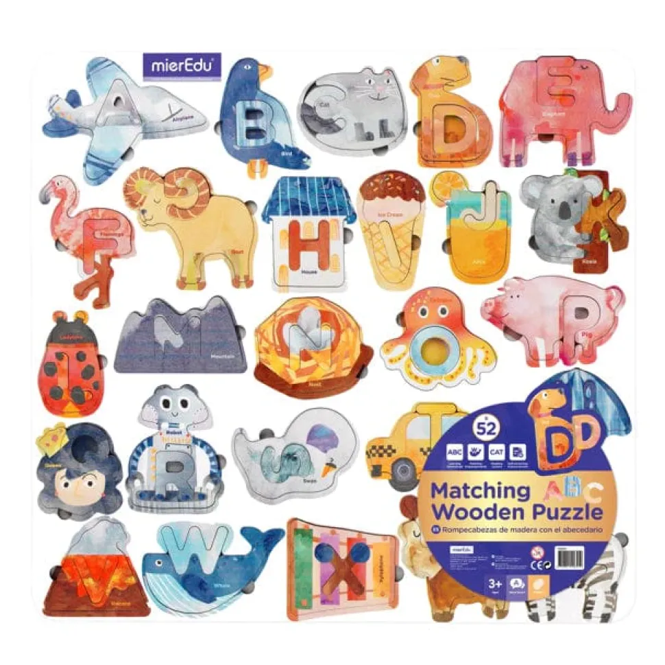 mierEdu Matching ABC Wooden Puzzle Deluxe