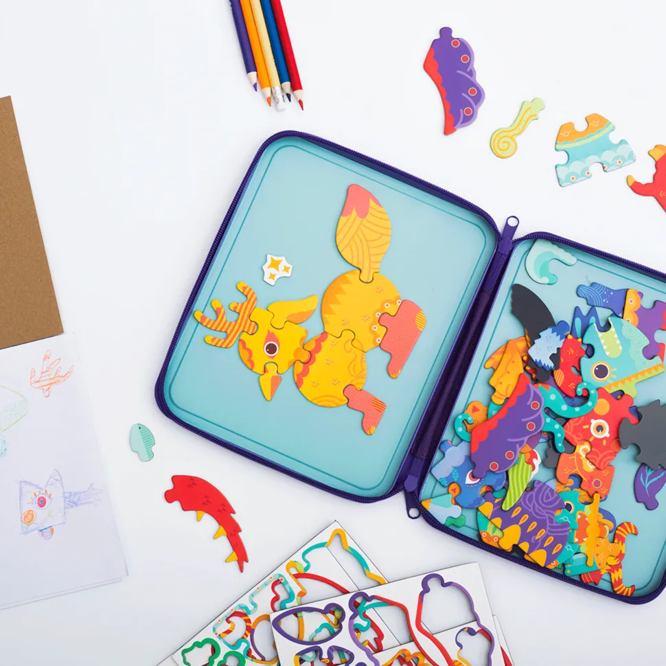 mierEdu Puzzle & Draw Magnetic Kit - Crazy Monsters