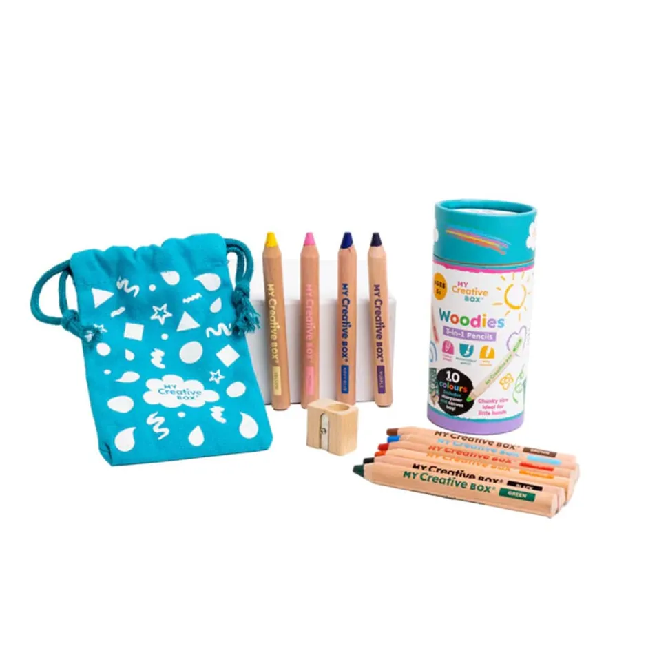 My Creative Box Woodies 3- in-1 Wooden Pencils Set of 10