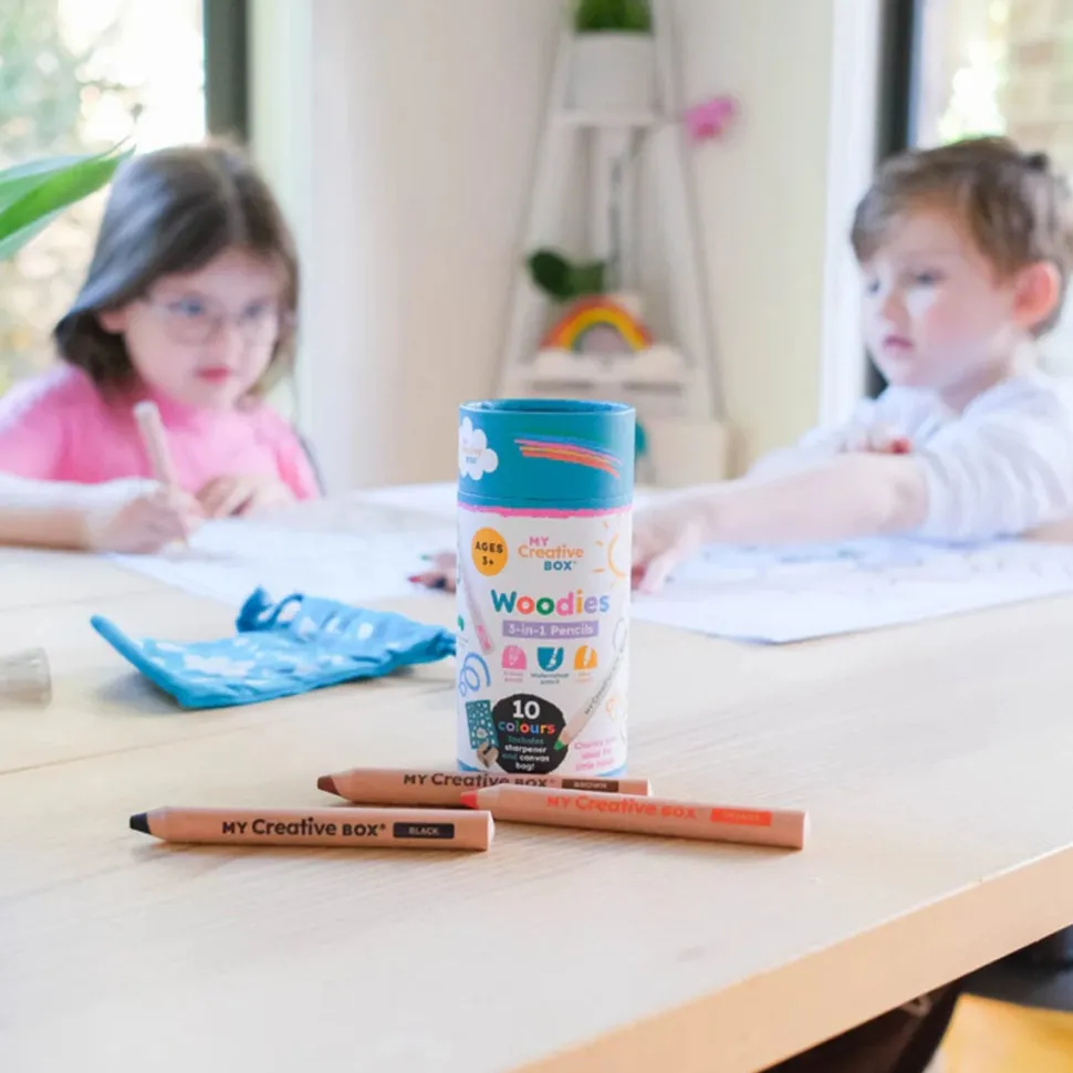 My Creative Box Woodies 3- in-1 Wooden Pencils Set of 10