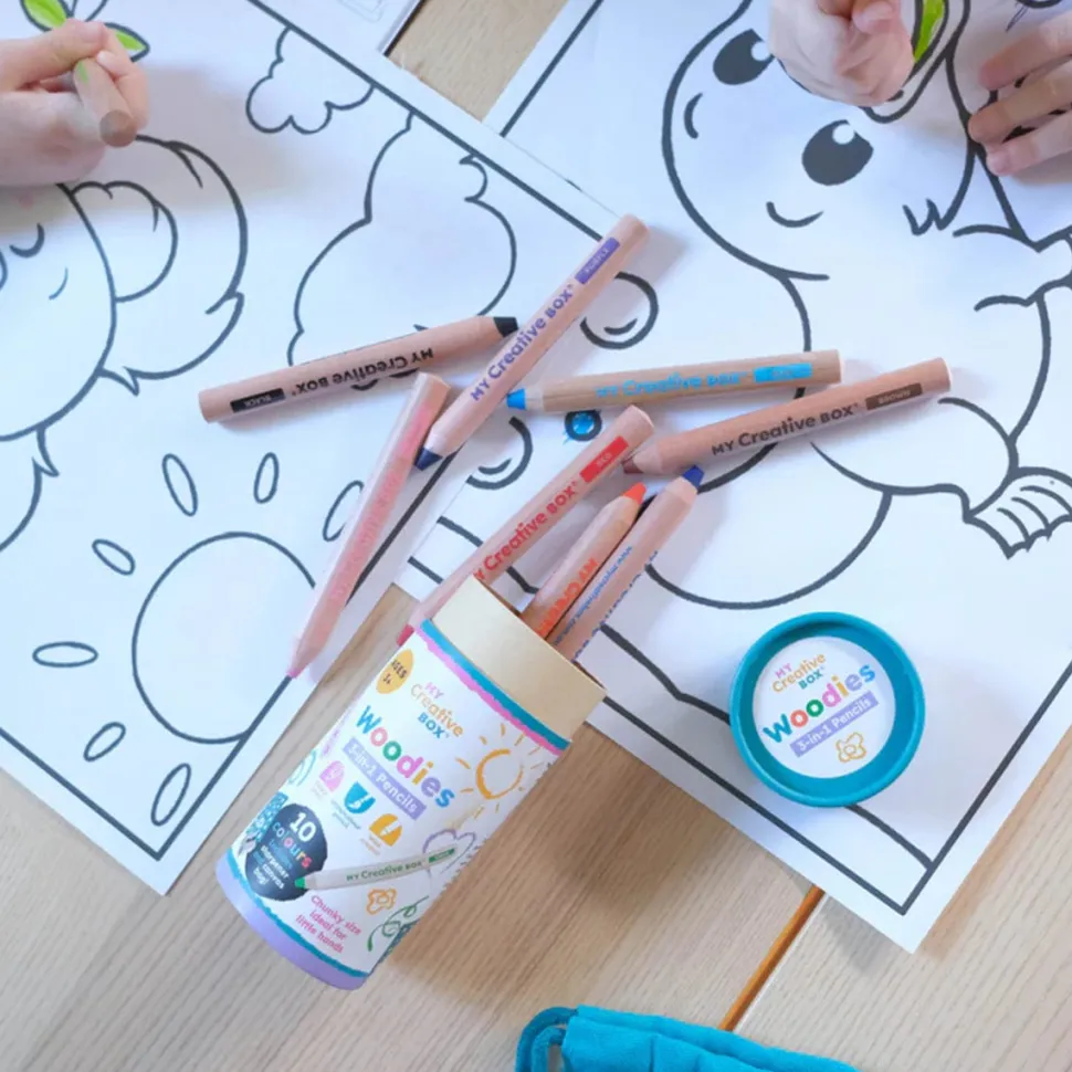 My Creative Box Woodies 3- in-1 Wooden Pencils Set of 10