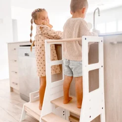 My Duckling Adjustable Learning Tower with Stool – White + Natural