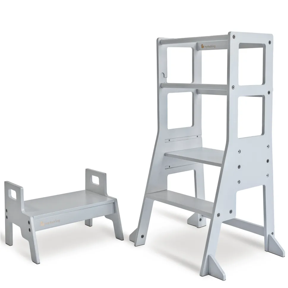 My Duckling Adjustable Learning Tower with Stool –Grey