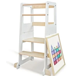 My Duckling Adjustable Learning Tower 2 in 1 –White + Natural