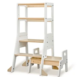 My Duckling Adjustable Learning Tower with Stool – White + Natural