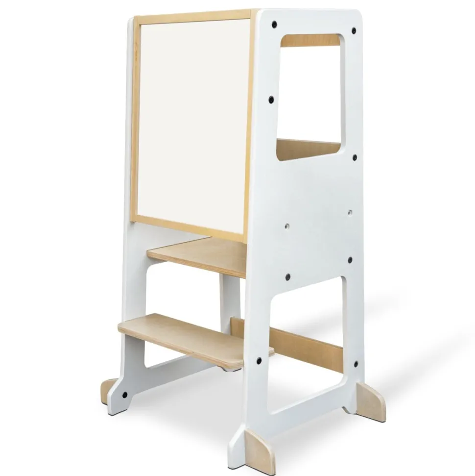 My Duckling Adjustable Learning Tower 2 in 1 –White + Natural