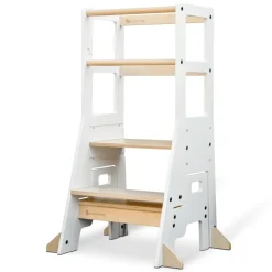 My Duckling Adjustable Learning Tower with Stool – White + Natural