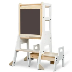 My Duckling Adjustable Learning Tower with Stool – White + Natural