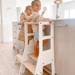 My Duckling Adjustable Learning Tower with Stool – White + Natural