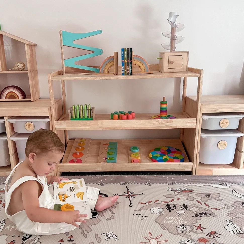 My Duckling Adjustable Solid Wood 3 Layer Storage Shelf