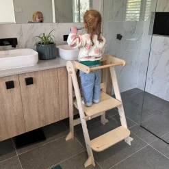 My Duckling Deluxe Folding Adjustable Learning Tower - Natural