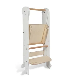 My Duckling Deluxe Folding Adjustable Learning Tower - White/Natural