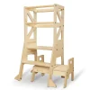My Duckling JALA Deluxe Adjustable Learning Tower (Natural) - Flag with Rectangle Handle