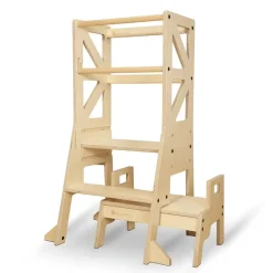 My Duckling JALA Deluxe Adjustable Learning Tower (Natural) - Flag with Rectangle Handle