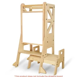 My Duckling JALA Deluxe Adjustable Learning Tower (Natural) - Flag with Rectangle Handle