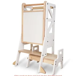 My Duckling JALA Deluxe Adjustable Learning Tower (White/Natural) - Flag with Rectangle Handle