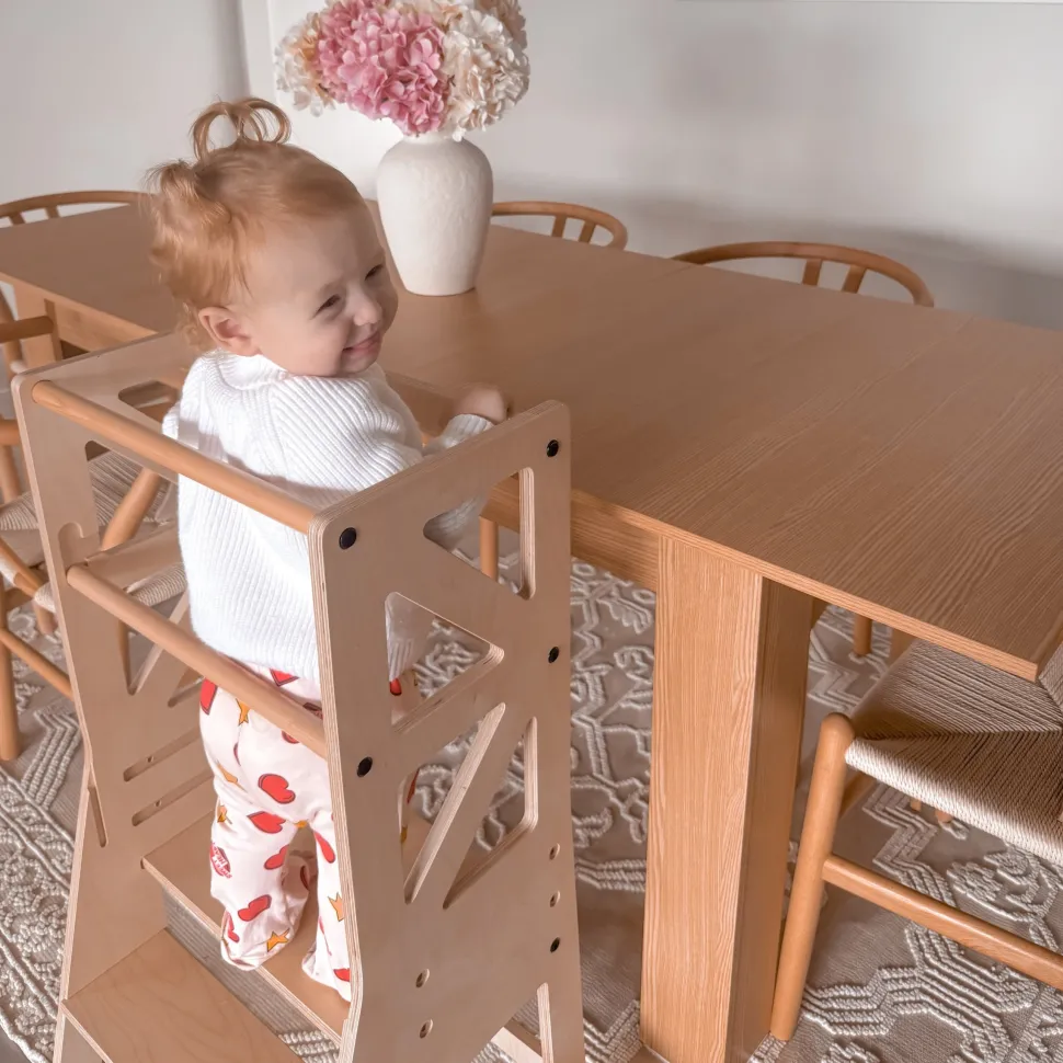 My Duckling JALA Deluxe Adjustable Learning Tower (Natural) - Flag with Rectangle Handle