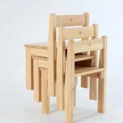 My Duckling Kids Stackable Study Chair - Pinewood