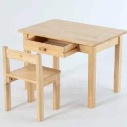 My Duckling Kids Study Table and Chair Set in Pinewood