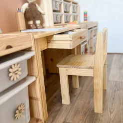 My Duckling Kids Study Table and Chair Set in Pinewood
