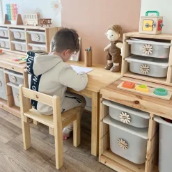 My Duckling Kids Study Table and Chair Set in Pinewood