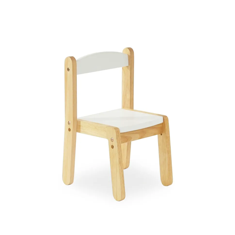 My Duckling Montessori Kids Wooden Chair - White/Natural