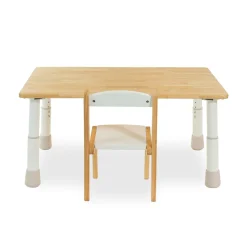 My Duckling Montessori Kids Height Adjustable Table With One Wooden Chair