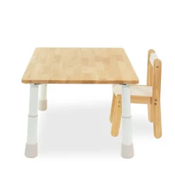 My Duckling Montessori Kids Height Adjustable Table With One Wooden Chair
