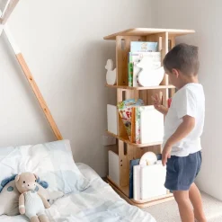 My Duckling Montessori Rotating Bookcase - Natural/White