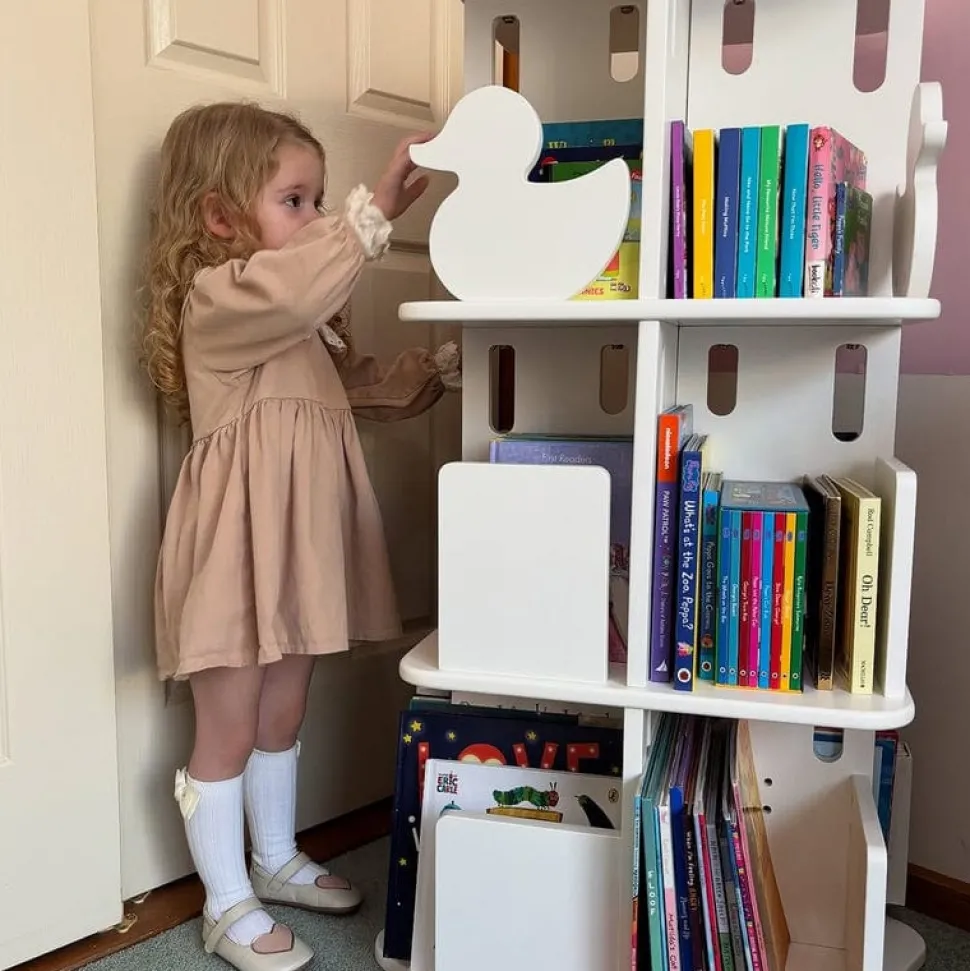 My Duckling Montessori Rotating Bookcase - White