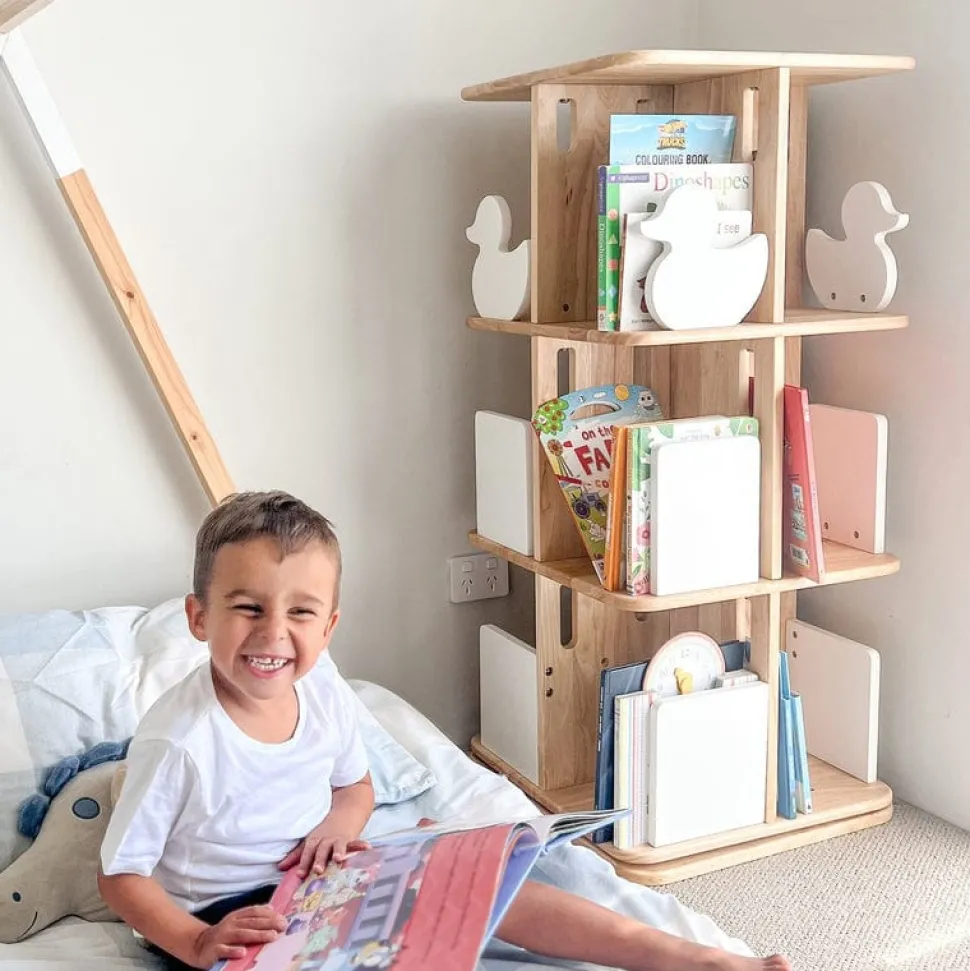 My Duckling Montessori Rotating Bookcase - Natural/White