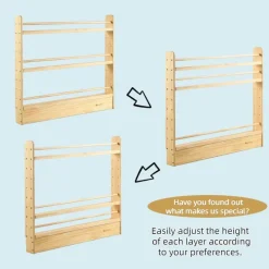 My Duckling NALA 3 Tier Adjustable Solid Wood Bookshelf