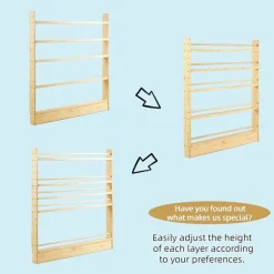My Duckling NALA 5 Tier Adjustable Solid Wood Bookshelf
