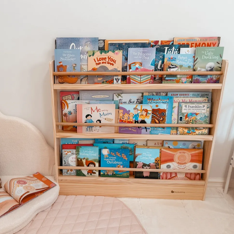 My Duckling NALA 3 Tier Adjustable Solid Wood Bookshelf