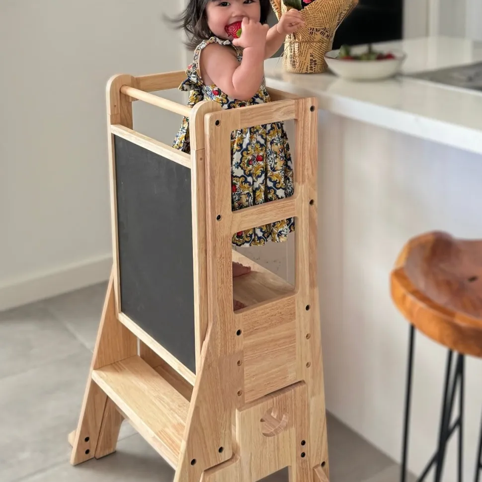 My Duckling Solid Wood Adjustable Learning Tower 3in1 - Deluxe (Duck Stool Handle)