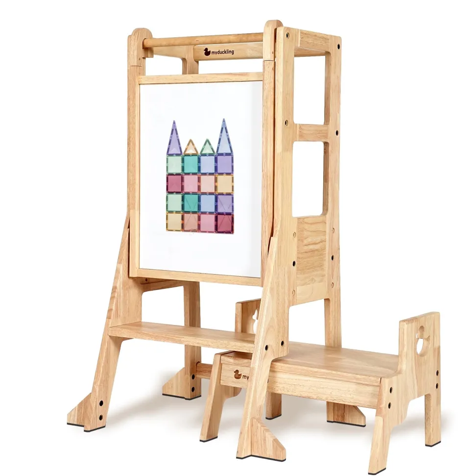 My Duckling Solid Wood Adjustable Learning Tower 3in1 - Deluxe (Duck Stool Handle)