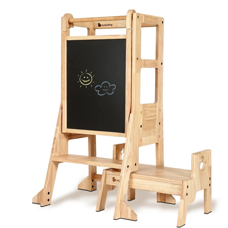 My Duckling Solid Wood Adjustable Learning Tower 3in1 - Deluxe (Duck Stool Handle)