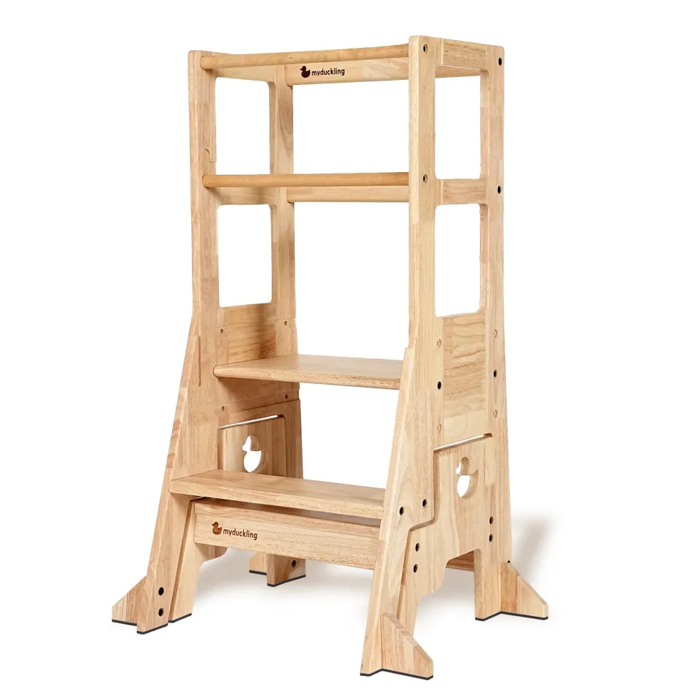 My Duckling Solid Wood Adjustable Learning Tower 3in1 - Deluxe (Duck Stool Handle)