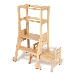 My Duckling Solid Wood Adjustable Learning Tower 3in1 - Deluxe(Rectangle Stool Handle)