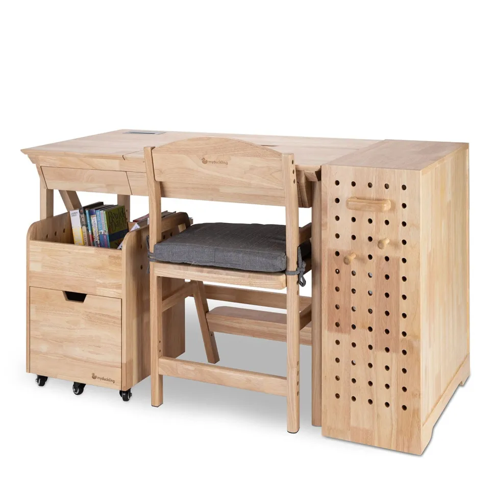 My Duckling Solid Wood Kids Study Desk & Chair Complete Set