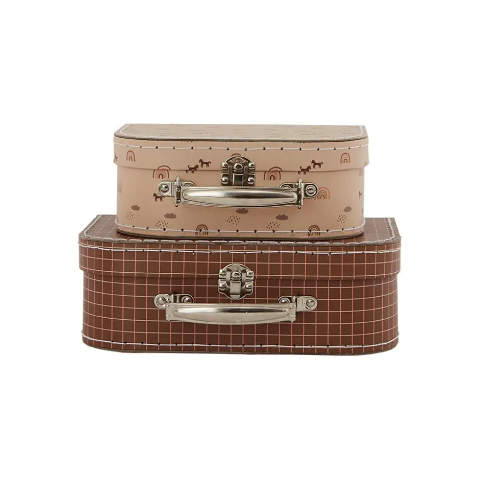 OYOY Suitcase Rainbow & Grid 2pk