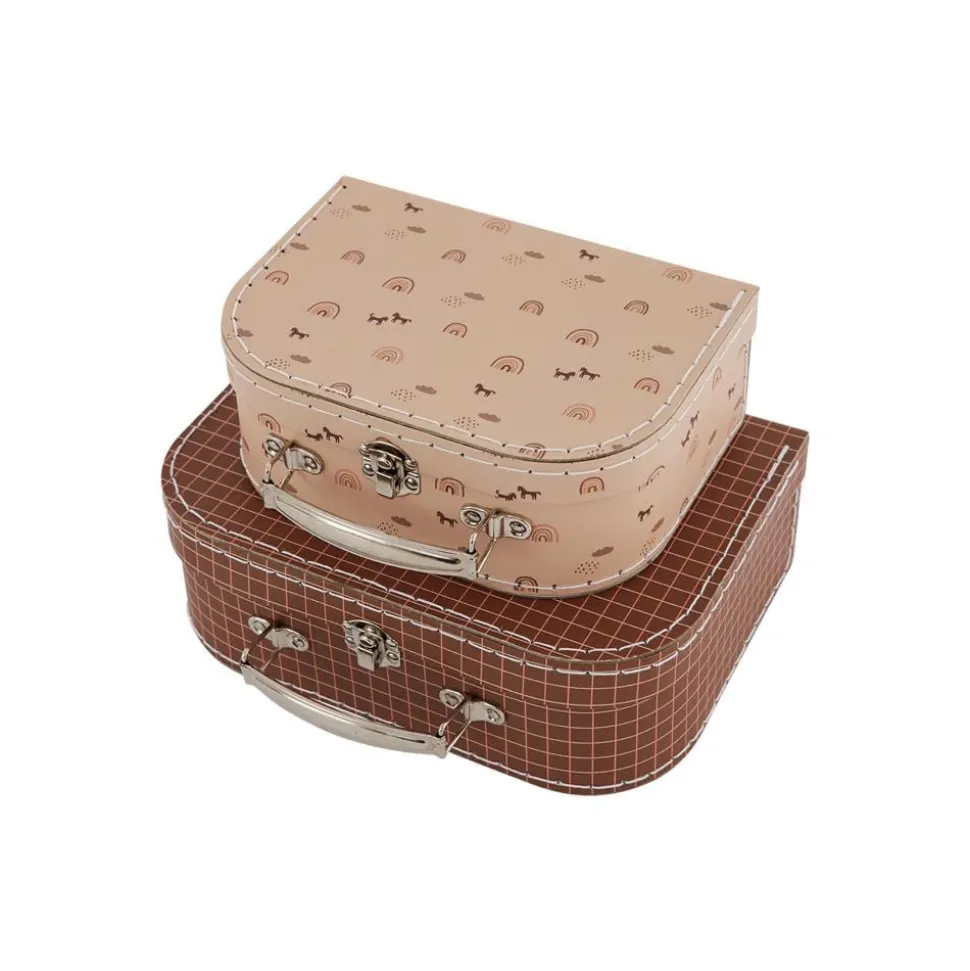 OYOY Suitcase Rainbow & Grid 2pk